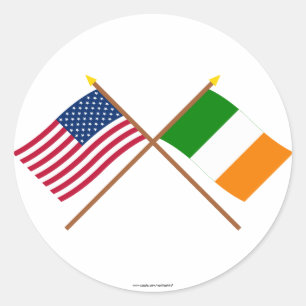 Adesivo Redondo E.U. e bandeiras cruzadas Ireland