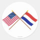 Adesivo Redondo E.U. e bandeiras cruzadas Países Baixos (Frente)