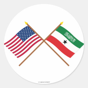 Adesivo Redondo E.U. e bandeiras cruzadas Somaliland