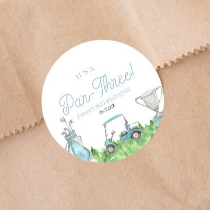 Adesivo Redondo É um aniversário de 3 anos de Golfe Azul Par-Três