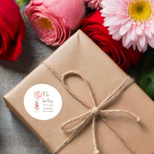 Adesivo Redondo É um balão de Chá de fraldas de Garota