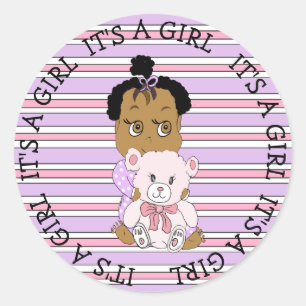 Adesivo Redondo É um Bebê Justo e Urso de Teddy