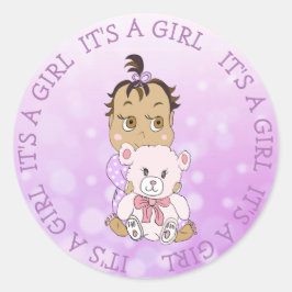 Adesivo Redondo É um Bebê Justo e Urso Justo