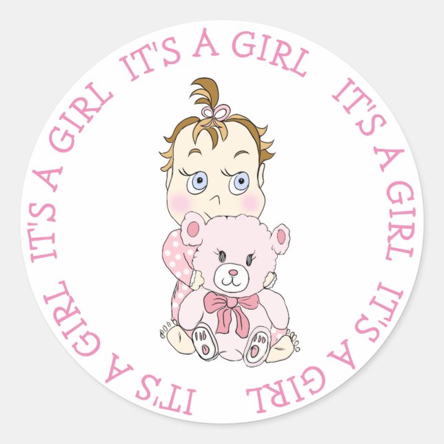 Adesivo Redondo É um Bebê Justo e Urso Justo (Frente)