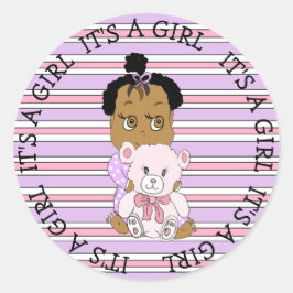 Adesivo Redondo É um Bebê Justo e Urso Justo