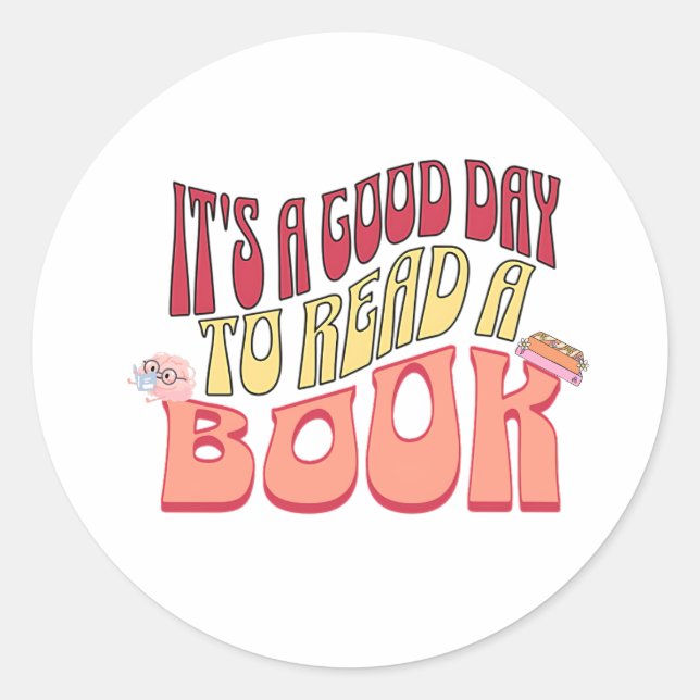 Adesivo Redondo É um bom dia ler um livro (Frente)