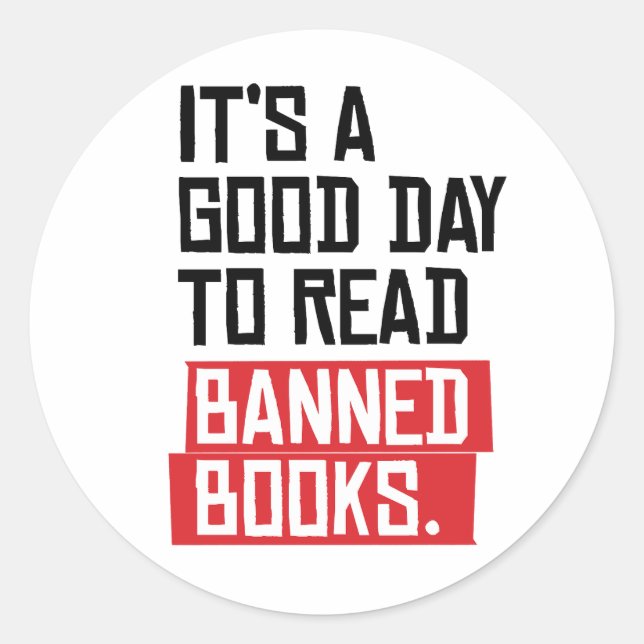 Adesivo Redondo É um bom dia para ler livros proibidos (Frente)