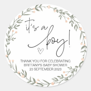 Adesivo Redondo  É um Chá de fraldas de Festa Bonita Favorito Gr