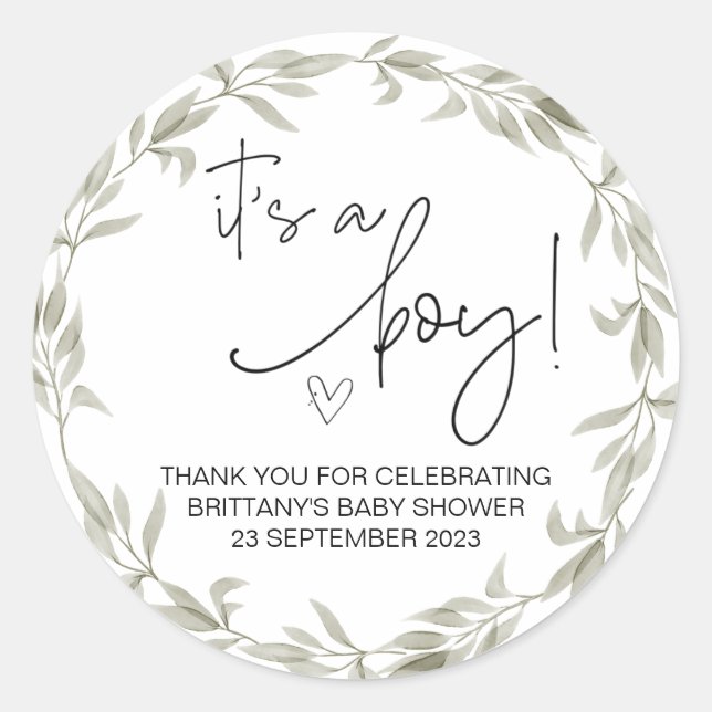 Adesivo Redondo  É um Chá de fraldas de Festa Justa e Clássica  (Frente)