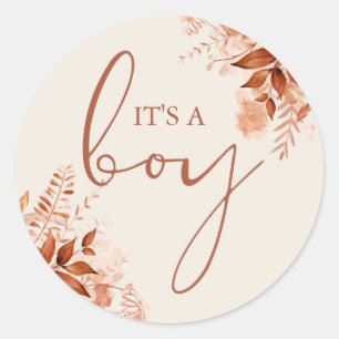 Adesivo Redondo É Um Chá de fraldas De outono Russo Rapaz