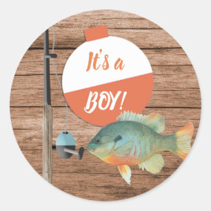 Adesivo Redondo É um Chá de fraldas de pescar