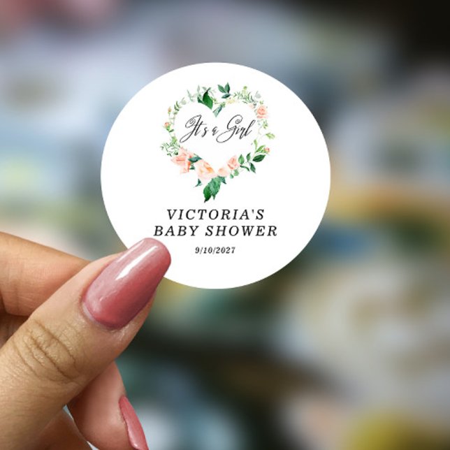 Adesivo Redondo É um Chá de fraldas de pêssego (Criador carregado)