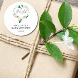 Adesivo Redondo É um Chá de fraldas de pêssego