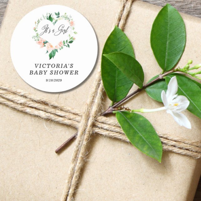 Adesivo Redondo É um Chá de fraldas de pêssego (Criador carregado)