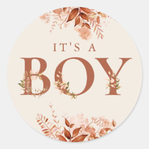 Adesivo Redondo É Um Chá de fraldas De Queda Floral Russo