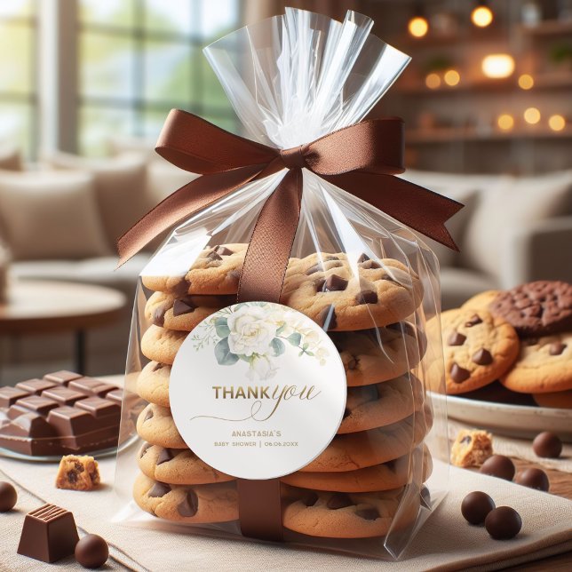 Adesivo Redondo É um Chá de fraldas-Dourado Balão e Verde (Criador carregado)