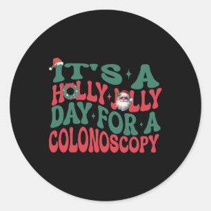 Adesivo Redondo É um dia de alegria de Natal Holly para uma colono