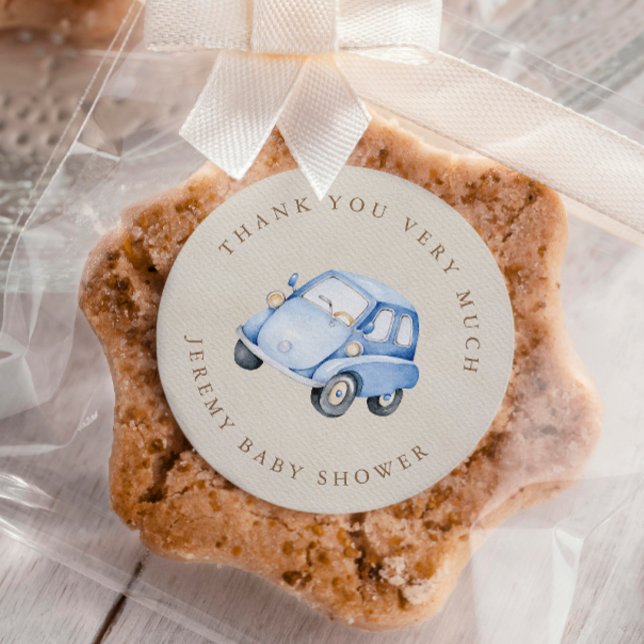 Adesivo Redondo É um garoto Blue Boho Retro Carro Obrigado (Criador carregado)