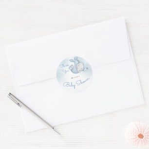 Adesivo Redondo É um garoto elefante bebê chá azul