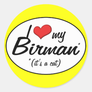 Adesivo Redondo É um gato! Eu amo meu Birman