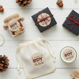 Adesivo Redondo É um menino! Chá de fraldas de Lumberjack de Xadre