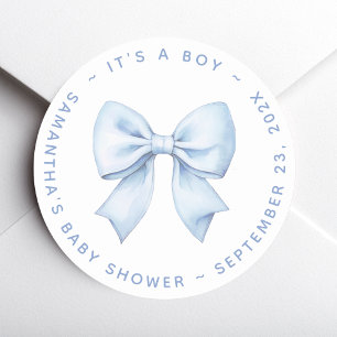 Adesivo Redondo É um Menino Chuveirinho Azul Baby Shower