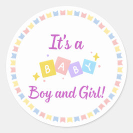 Adesivo Redondo É um menino e gêmeos