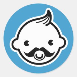 Adesivo Redondo É um menino! Pequeno bigode Blue Stickers