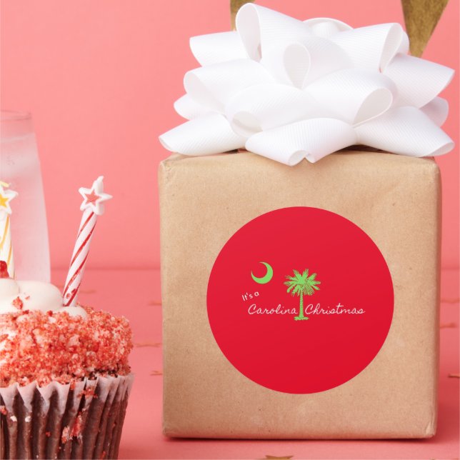 Adesivo Redondo É um Natal Carolina Feriado na Carolina do Sul (Festa)