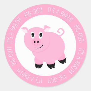 Adesivo Redondo É uma Festa de aniversário cor-de-rosa com pinç