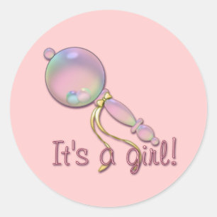 ADESIVO REDONDO É UMA GAROTA BEBÊ RATTLE POR SHARON SHARPE