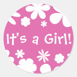 Adesivo Redondo É uma garota! Flower Power Envelope Sticker Seal