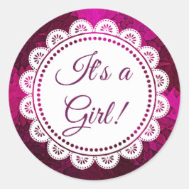 Adesivo Redondo É uma Garota Magenta Stickers