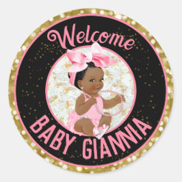 Adesivo Redondo É uma garota rosa e Dourada brilhante elegante