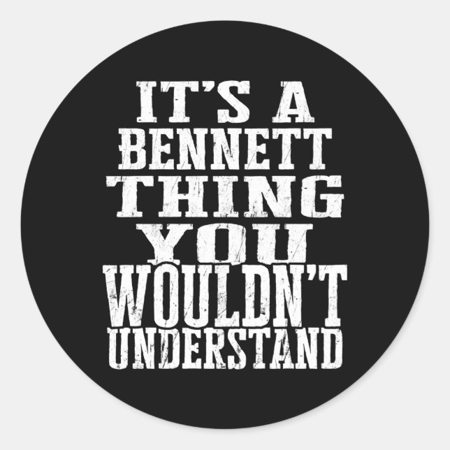 Adesivo Redondo É Uma Reunião Familiar Bennett Primeiro Último Nom (Frente)