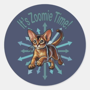 Adesivo Redondo É Zoomie Time Abyssinian Cat