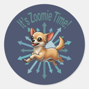 Adesivo Redondo É Zoomie Time Chihuahua