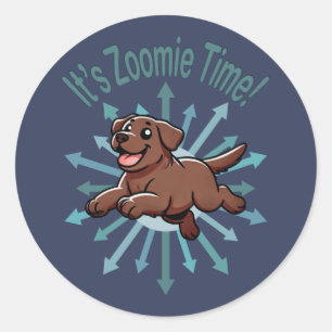 Adesivo Redondo É Zoomie Time Chocolate Lab