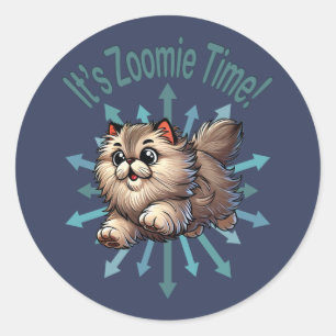 Adesivo Redondo É Zoomie Time Persa Cat