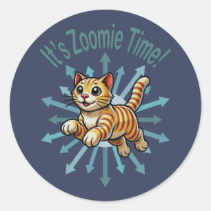 Adesivo Redondo É Zoomie Time Tiger Cat