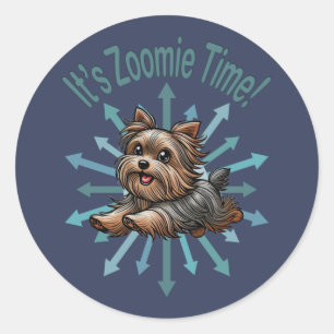 Adesivo Redondo É Zoomie Time Yorkshire Terrier
