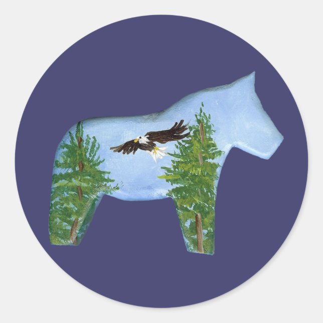 Adesivo Redondo Eagle Dala Horse Sticker (Frente)