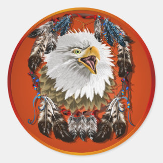Adesivo Redondo Eagle Dreamcatcher Stickers