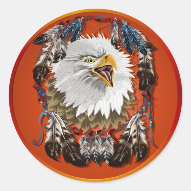 Adesivo Redondo Eagle Dreamcatcher Stickers (Frente)