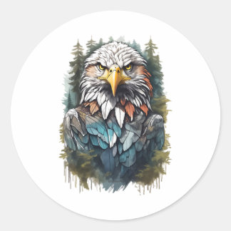Adesivo Redondo Eagle Head in Forest