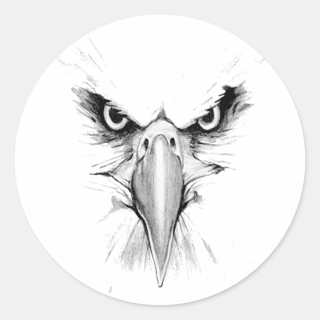 Adesivo Redondo Eagle Headface Tattoo (Frente)