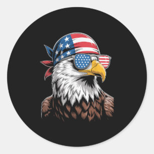 Adesivo Redondo Eagle Patriótica Usa Esmungles Bandana 4 De Julho