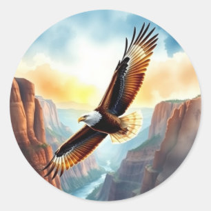 Adesivo Redondo Eagle Soaring over Canyon