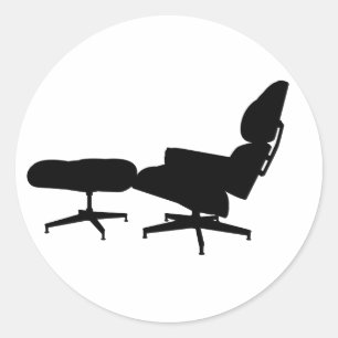 Adesivo Redondo Eames Lounge Cadeira e Autocolante Ottomano
