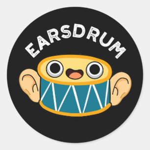 Adesivo Redondo Earsdrum Funny Drummer Eardrum Pun Dark BG